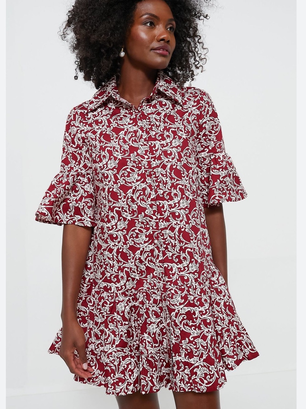 Tuckernuck Hyacinth House Vera Shirt Dress  Medium Floral Vines